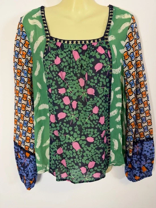 Maeve by Anthropologie Bernadette Mixed Print Blouse - Picture 2 of 8